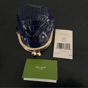 Kate Spade Navy Blue Leather Hedgehog Coin Purse